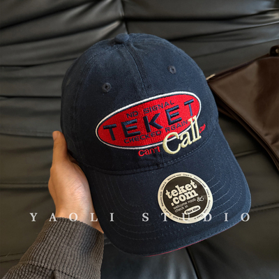 YAOLI美式复古TEKET刺绣棒球帽子女韩系遮阳大头围显脸小鸭舌帽男