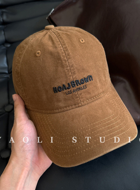 YAOLI琥珀流光风～美式复古HOA刺绣棒球帽子女复古大头围鸭舌帽男