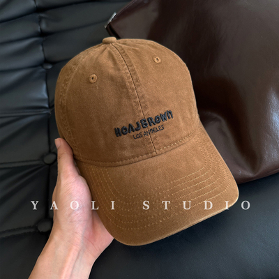 YAOLI琥珀流光风～美式复古HOA刺绣棒球帽子女复古大头围鸭舌帽男