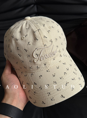 YAOLI韩系刺绣Fender碎花小清新棒球帽子女户外遮阳软顶鸭舌帽夏