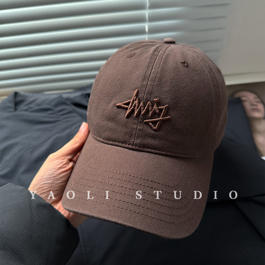 YAOLI刺绣字母大头围显脸小棒球帽子女情侣户外遮阳韩系鸭舌帽男