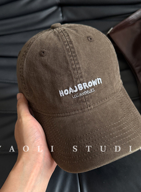 YAOLI美式复古HOA刺绣棒球帽子女户外遮阳大头围显脸小鸭舌帽男潮