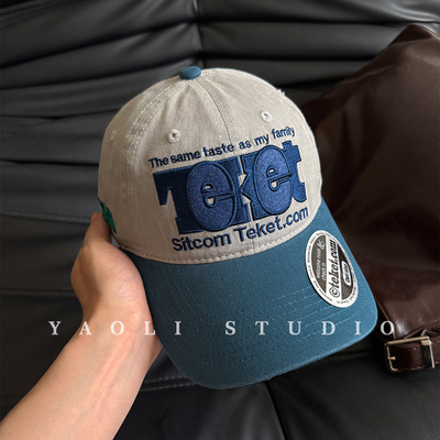 YAOLI美式刺绣TEKET拼色显脸小棒球帽子女2025年春新款遮阳鸭舌帽