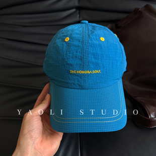 YAOLI美式 速干轻薄soul刺绣显脸小格纹棒球帽子韩系遮阳鸭舌帽男