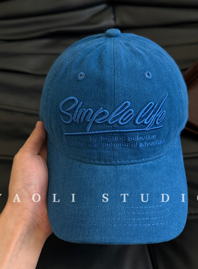 YAOLI美式复古Simp刺绣棒球帽子女户外遮阳大头围显脸小鸭舌帽男
