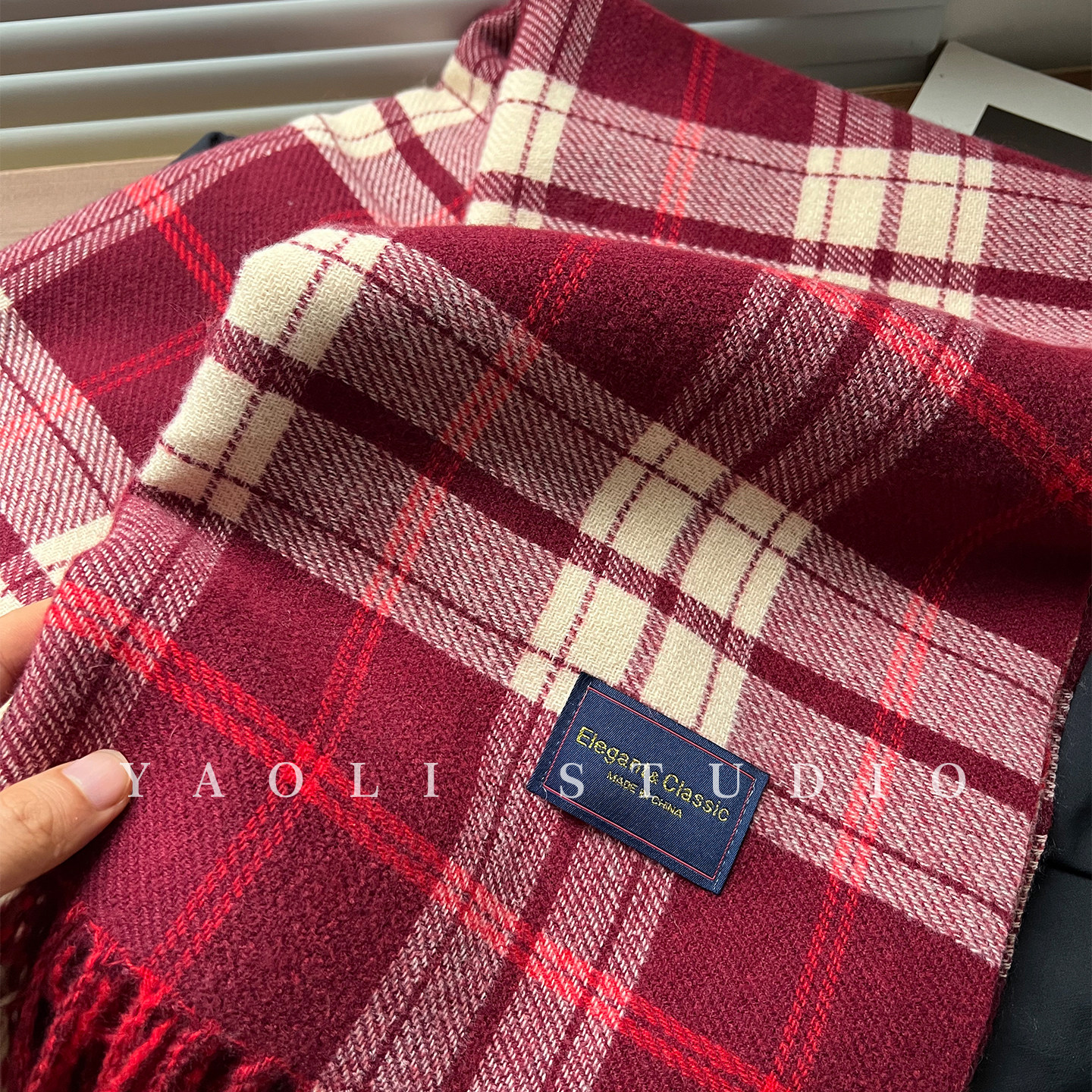 YAOLI樱桃红～英伦苏格兰纹仿羊绒流苏围巾女秋冬保暖护颈围脖男,服饰配件/皮带/帽子/围巾,围巾/丝巾/披肩,淘宝优惠券,粉丝福利购,淘宝优惠卷