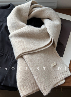 YAOLI柔软细沙～软糯纯色针织Ain皮标围巾女秋冬保暖防寒披肩围脖