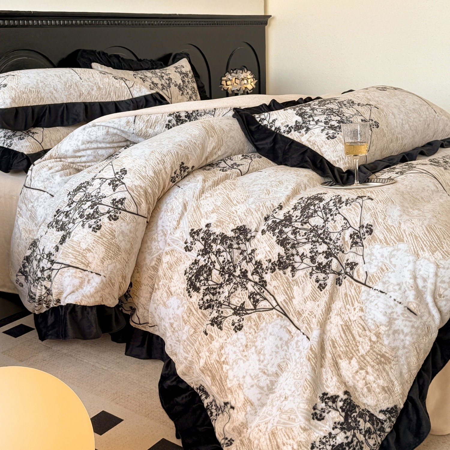 法式复古A类保暖牛奶绒四件套加厚珊瑚绒被套冬季防静电床上用品4