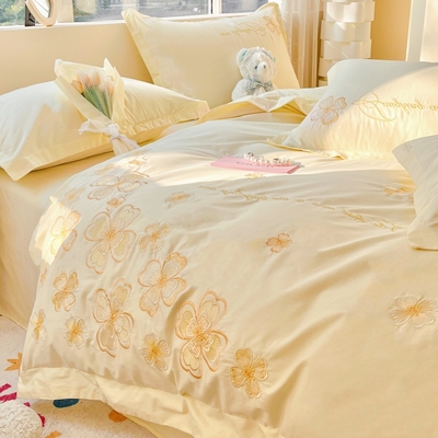 轻奢风120支活性纯棉四件套裸睡