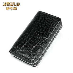 XBELO品2026暹罗鳄鱼皮手包男手拿包双拉真皮钱包商务手夹包
