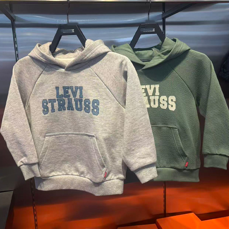 李维斯春男女童纯棉毛圈连帽卫衣