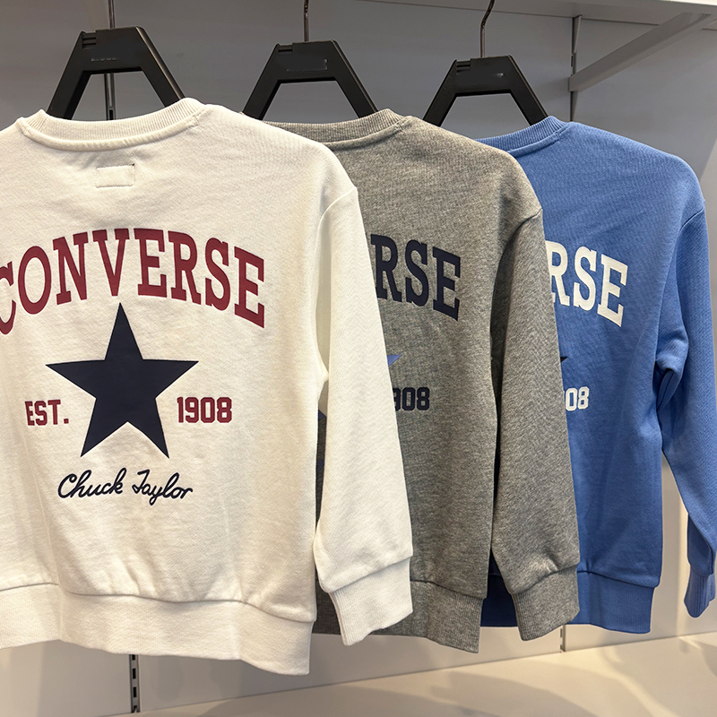 CONVERSE匡威25年秋季男女童时尚圆领套头全棉毛圈卫衣 CV2532645