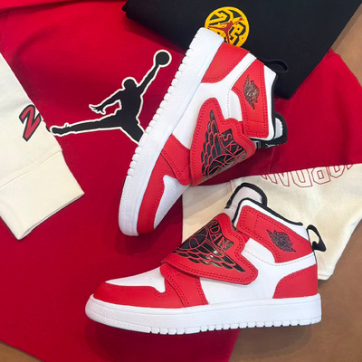 乔丹男女童中帮魔术贴篮球运动鞋