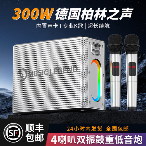 蓝牙音箱300W户外k歌音响麦克风功放一体广场舞音箱低音炮家庭ktv
