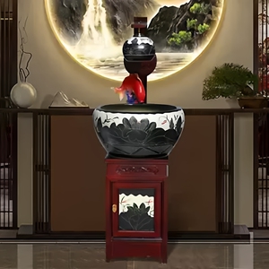 景德镇陶瓷循环流水喷泉鱼缸柜式落地摆件新中式客厅造景乔迁新居