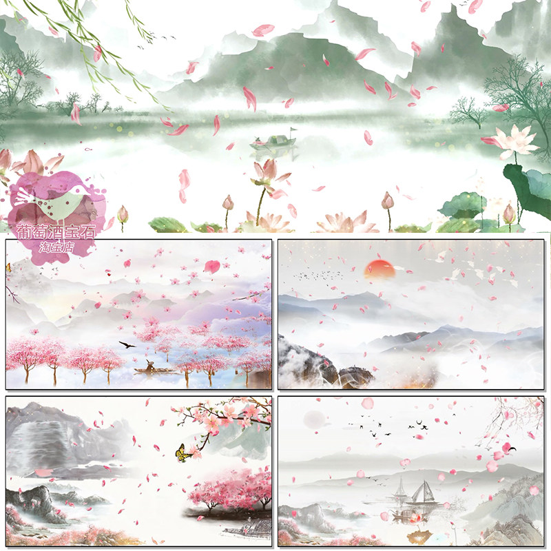 如梦令知否知否李清照古典古风舞蹈桃花瓣大屏幕背景led视频素材