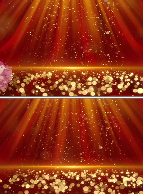 红色年会颁奖舞台粒子光线瀑布流动晚会星光大屏幕LED视频素材