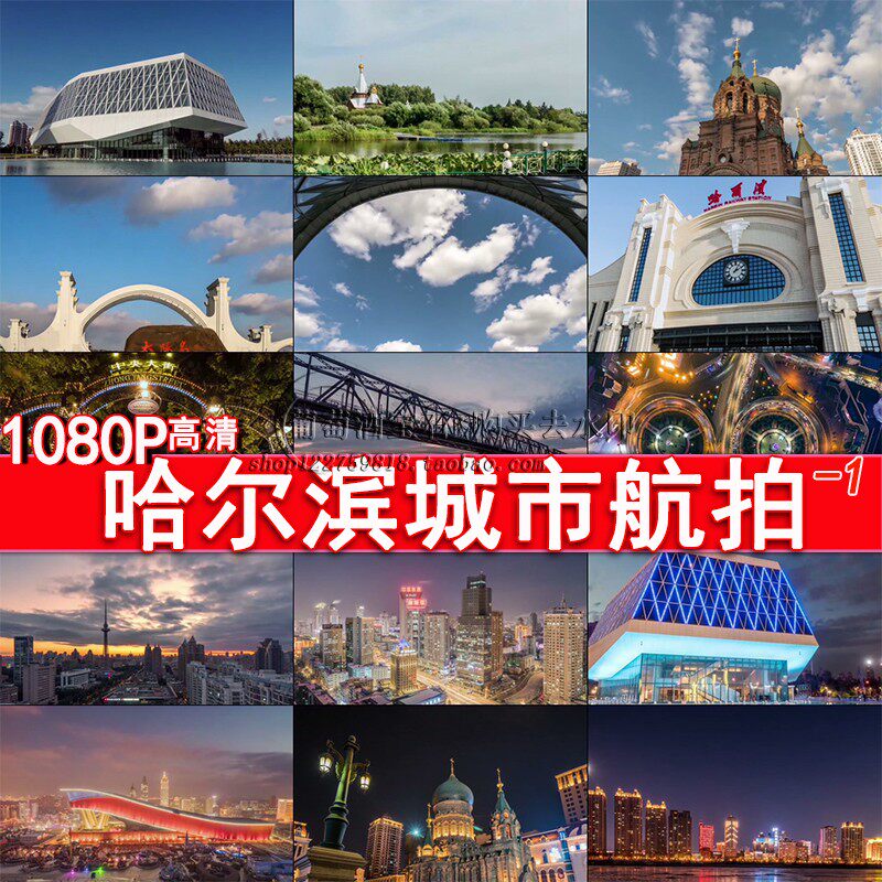 哈尔滨城市夜景航拍黑龙江大桥视频素材大剧院延时摄影城市风景