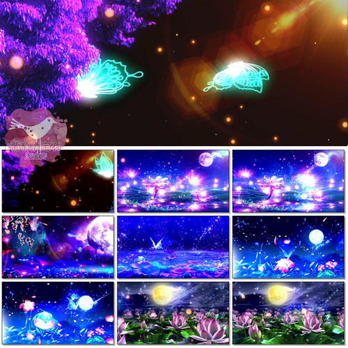 梁祝化蝶歌曲粒子蝴蝶飞情人节七夕爱情舞蹈大屏背景led视频素材