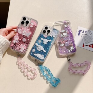 可爱日韩国可爱卡通适用苹果14/15pro手机壳iphone13pro/12/16Pro流沙液体iPhone17日韩国小白狗8plus防摔套