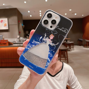 适用苹果15手机壳流沙液体iphone13新款14promax女款12贝儿公主裙11高级感xs小众xrl流动闪粉防摔8plus保护套