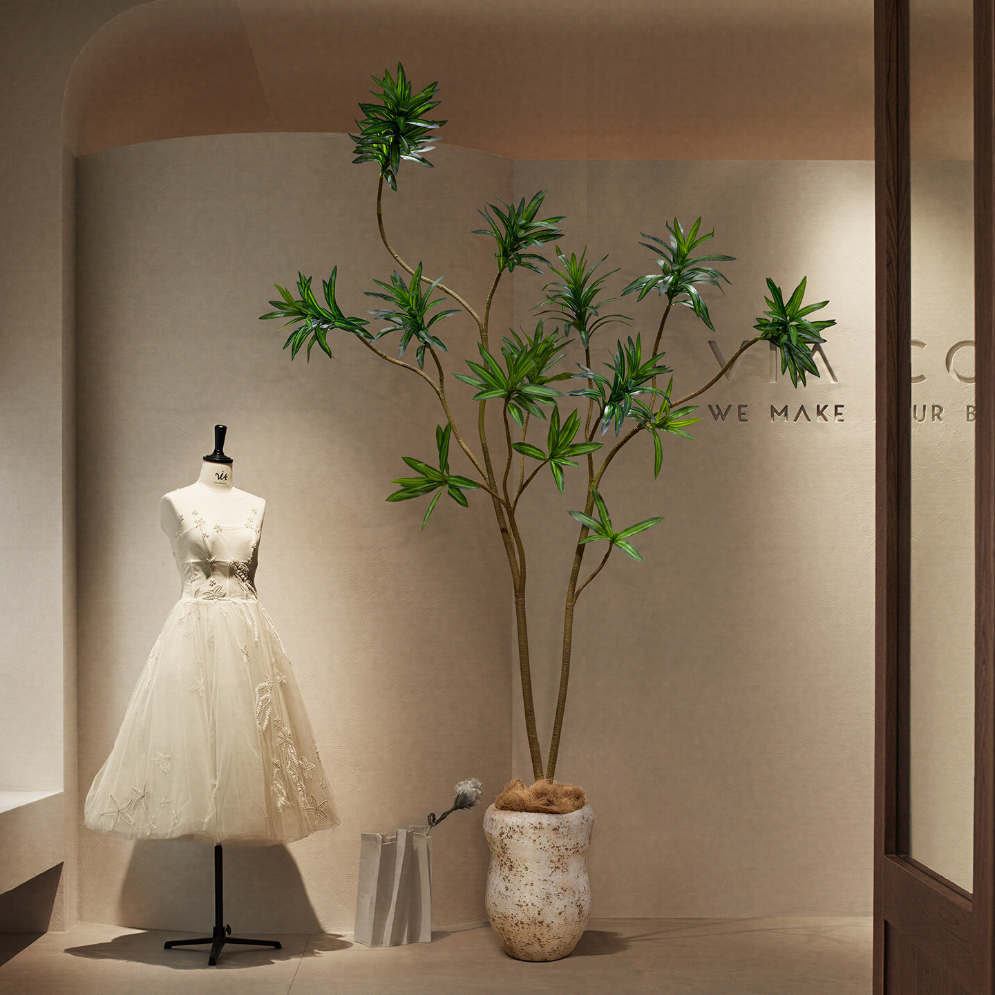 仿真绿植大型百合竹盆景室内服装餐饮门店装饰假植物落地盆栽摆件