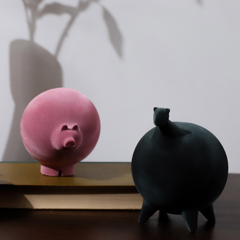 客厅装饰胖动物猫咪现代风格创意摆件桌面玄关卧室电视柜树脂摆设