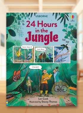【现货】丛林24小时24 Hours in the Jungle英文儿童趣味3-6岁精装Lan Cook and Stacey Thomas进口原版书Usborne children’s bo