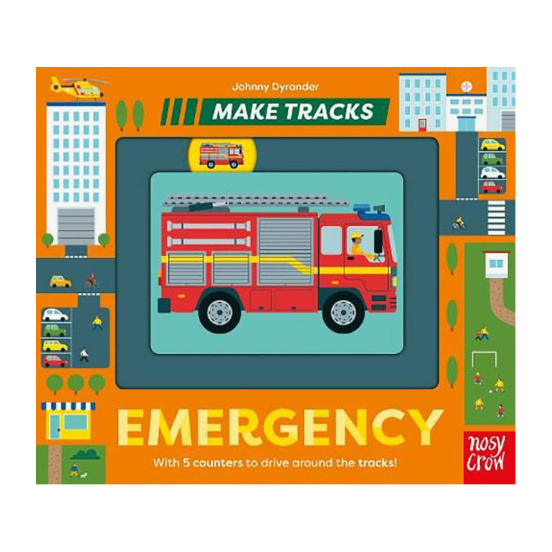 滑轨机关书】消防车 【make tracks】emergency 进口原版英文儿童趣味