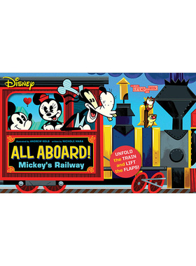 【现货】迪斯尼上车啦!米奇的铁路Disney All Aboard! Mickey’s Railway 0-3岁翻翻书 英文原版 迪士尼米奇米妮唐老鸭火车之旅