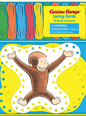 【现货】【Lacing Cards】Curious George ，【编织卡片】好奇的乔治英文儿童趣味 原版图书外版进口书籍