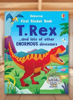 【现货】霸王龙贴纸书英文儿童趣味进口原版外版书平装3-6周岁First Sticker Book T. RexAlice Beecham Usborne children’s bo书