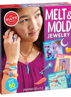 【现货】Klutz珠宝饰物DIY制作 Klutz 827112 Melt and Mold Jewelry 英文原版儿童操作游戏书籍6岁以上进口图书