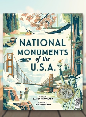 【现货】美国国家纪念碑National Monuments of the USA英文儿童绘本交通工具城市人文3-6岁精装Cameron Walker; Chris Turnham进