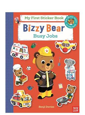 【预售】【忙碌的小熊】贴纸书：职业大发现 【Bizzy Bear】My First Sticker Book: Busy Jobs 原版英文儿童绘本 40张大贴纸进口