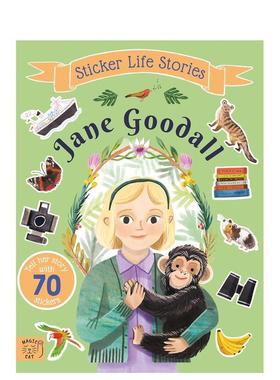 【现货】【励志贴纸故事】简·古道尔：好奇心与勇气 【Sticker Life Stories】Jane Goodall 原版英文儿童趣味