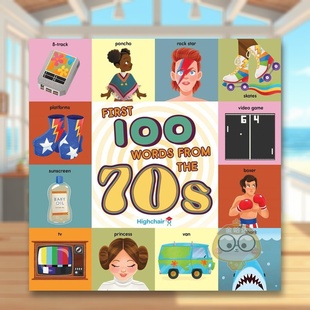 Miller Burns进口原版 100 the 70s英文儿童自然拼读3 From 100个70年代流行文化单词First Words Heather 6岁纸板书Sara 现货