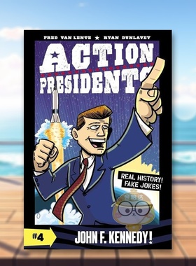【现货】总统行动4:约翰·肯尼迪!英文儿童分阶阅读进口原版书Action Presidents 4: John F. Kennedy! Van Lente著HarperAll书籍