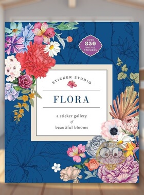 【现货】贴纸工作室美丽花朵的贴纸画廊Sticker Studio Flora A Sticker Gallery of Beautiful Blooms英文贴纸书进口原版图书Chl