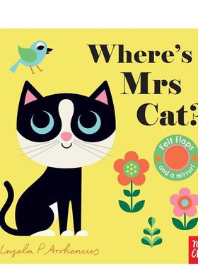 【预售】【毛毡翻翻书】猫咪女士在哪呢？ 【Felt Flaps】Where's Mrs Cat? 原版英文儿童趣味