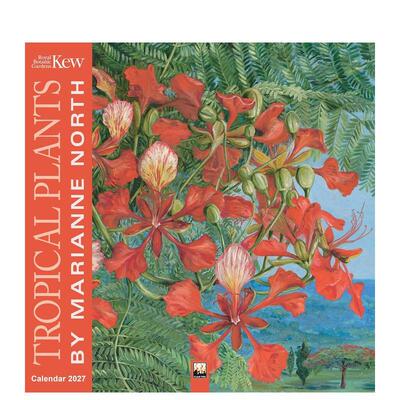 【预售】邱园：玛丽安·诺斯的热带植物 2027年挂历（艺术日历） Kew Gardens: Tropical Plants by Marianne North英文进口原版日