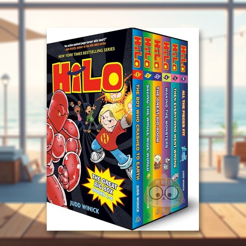 【预售】希罗漫画系列 6本套装英文儿童漫画进口原版外版书盒装3-6周岁Hilo: The Great Big Box (Books 1-6): (A Graphic Novel书