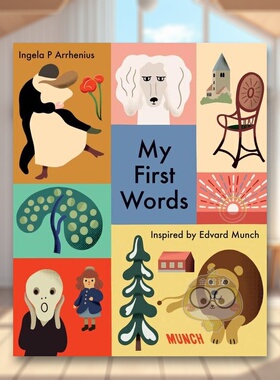 【现货】蒙克灵感启蒙词汇概念启蒙美育绘本【Inspired by Edvard Munch】My First Words英文儿童艺术启蒙3-6岁精装Ingela P Arr