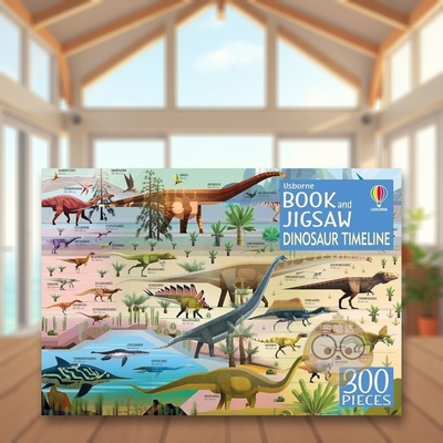 【现货】【尤斯伯恩书与拼图】恐龙时间线300片英文儿童趣味进口原版图书【Usborne Book and Jigsaw】Dinosaur Timeline精装书籍