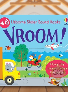 【预售】【滑条发声书】呜-呜-车辆发动英文儿童趣味进口原版外版书纸板书3-6周岁【Slider Sound Books】Vroom!Ailie BusbyUsbo书