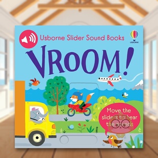 【预售】【滑条发声书】呜-呜-车辆发动英文儿童趣味进口原版外版书纸板书3-6周岁【Slider Sound Books】Vroom!Ailie BusbyUsbo书