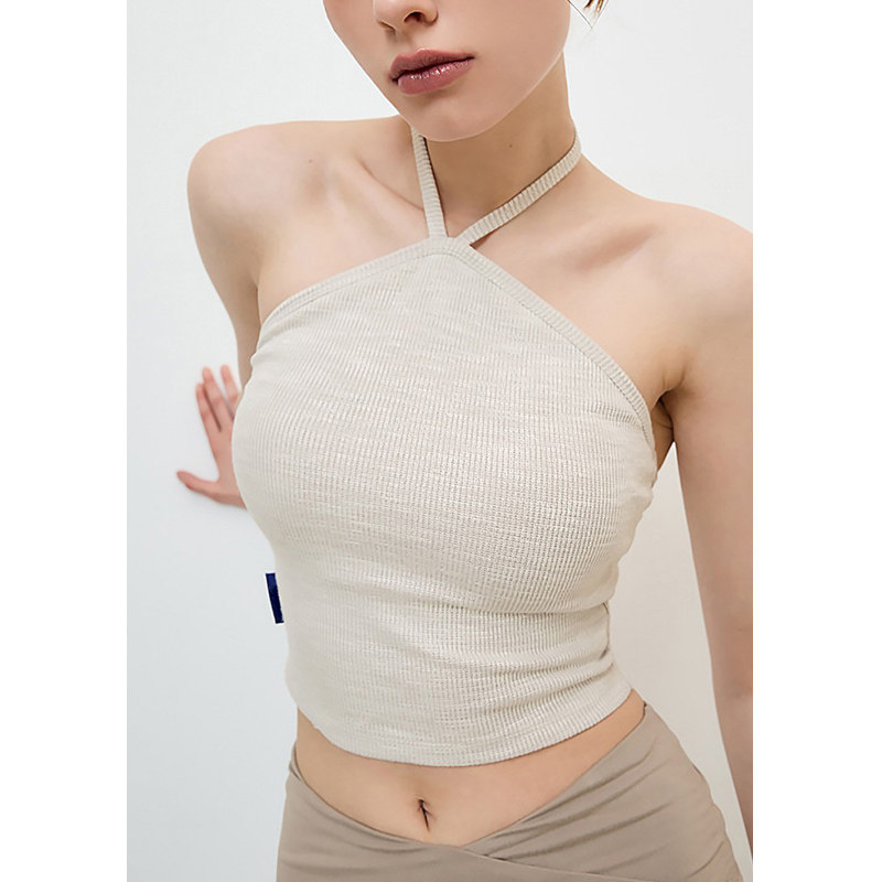 AimeicGym Sexy欧美交叉挂脖细带运动内衣女健身固定胸垫瑜伽文胸