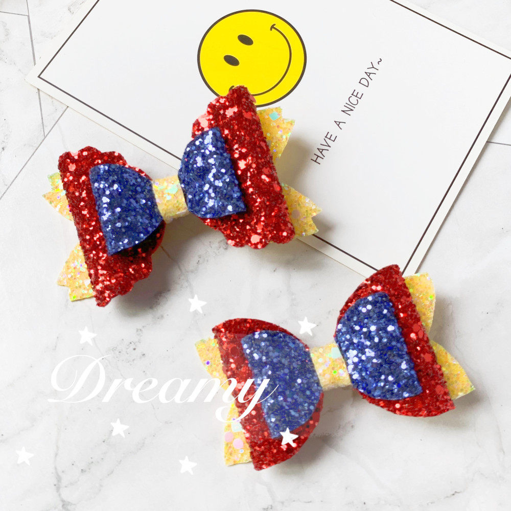 dreamy原创自制冰雪奇缘白雪公主闪闪蝴蝶结头饰儿童手工发夹头花