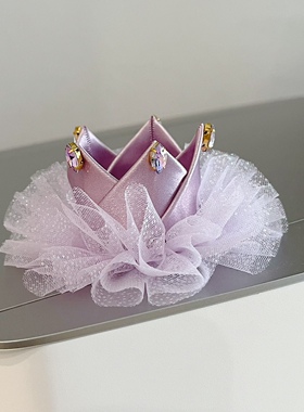 原创纯手工儿童皇冠头饰宝宝生日发饰进口浅紫色发卡周岁发带包邮