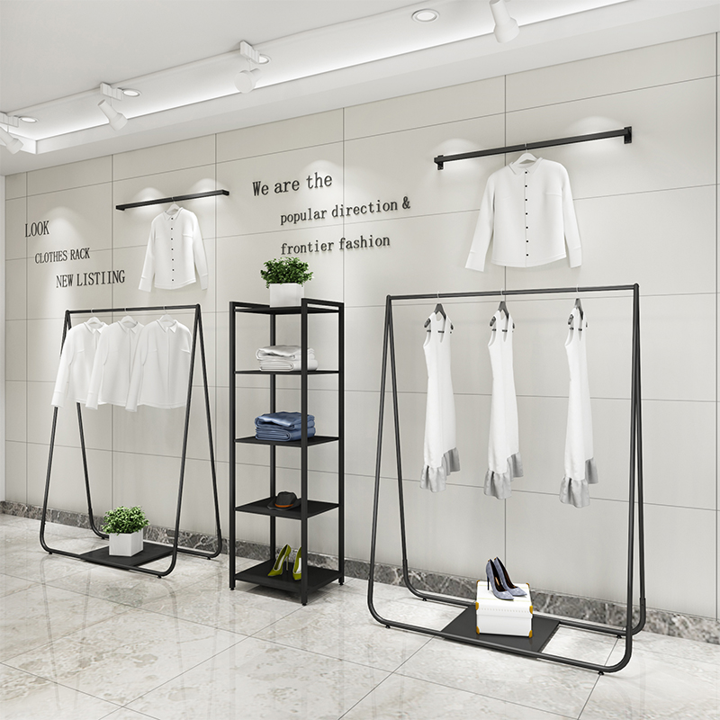 服装店挂衣架落地式组合女装展示架简约衣服货架铁艺男装服装架子
